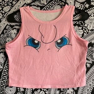 Angry Jigglypuff Pokemon Pink Crop Top
